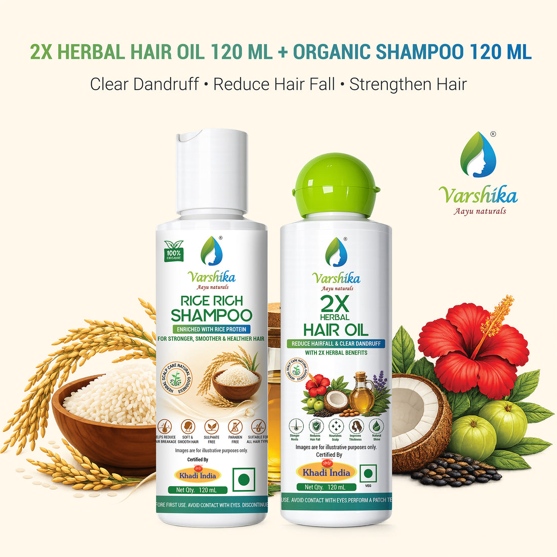 Plant-Based Herbal Hair Oil for Thick, Strong and Healthy Hair, Hair Growth and Hair Fall Control Oil, Herbal Oil for Dry Scalp and Dandruff Relief