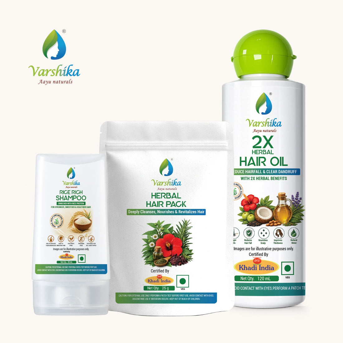 Varshika Aayu Naturals Premium Herbal Hair Oil for Hair Fall Control, Hair Fall Control Oil with Natural Herbal Ingredients, Herbal Hair Oil for Dandruff Control and Itchy Scalp, Premium Herbal Hair Oil with 2X Herbal Benefits, Plant-Based Hair Oil for Hair Growth and Strength