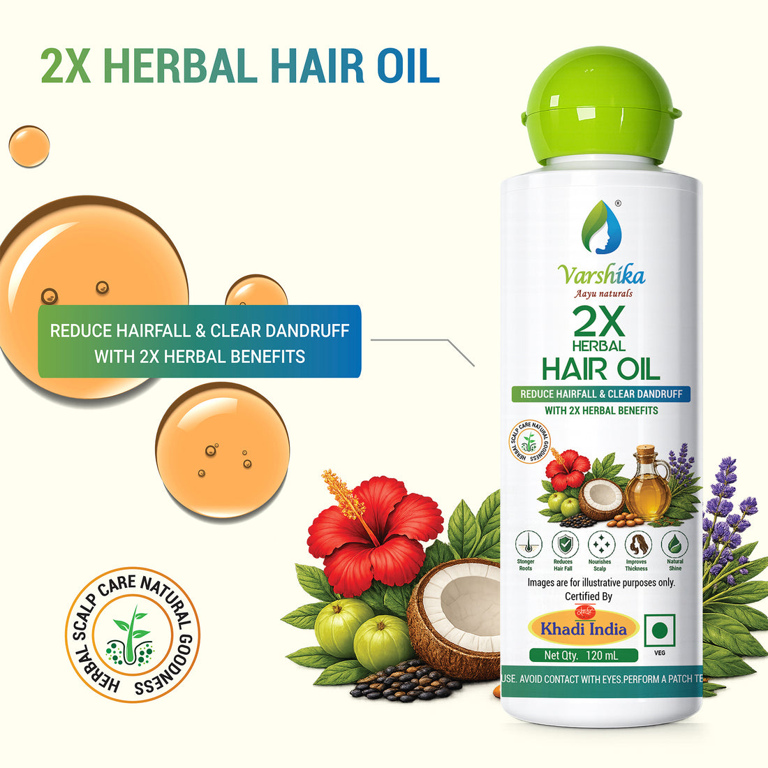 Varshika Aayu Naturals 2X Herbal Hair Oil for Men and Women