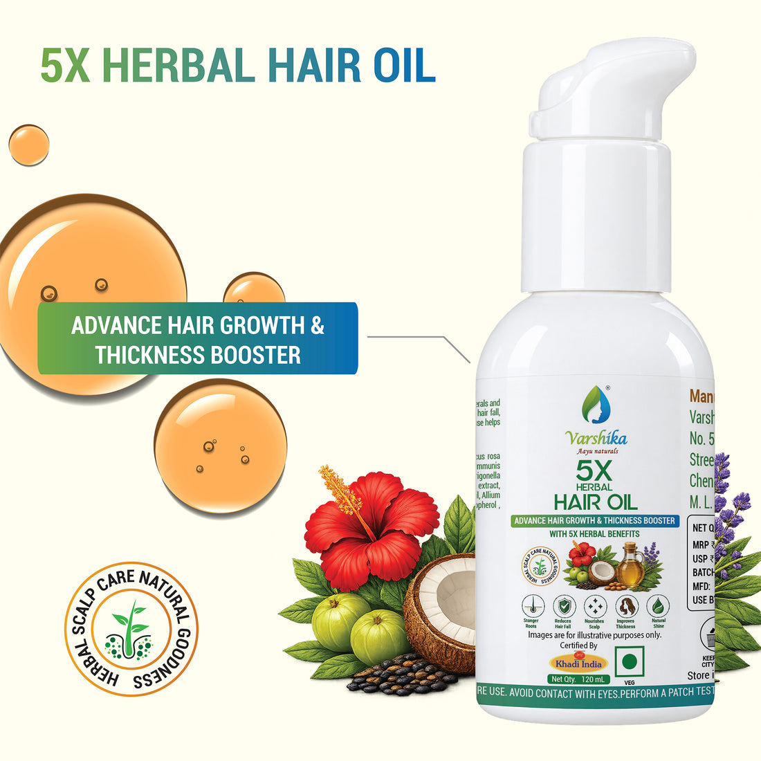 Premium Herbal Hair Oil with 5X Herbal Benefits for Stronger Hair