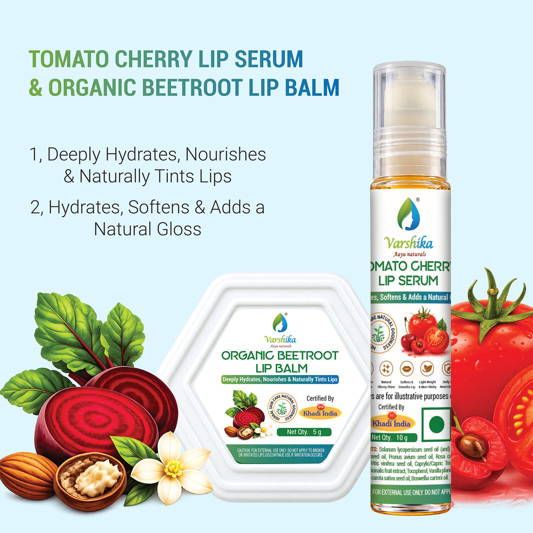 Organic Beetroot Lip Balm for Dry and Chapped Lips, Premium Lip Care Serum with Natural Botanical Oils