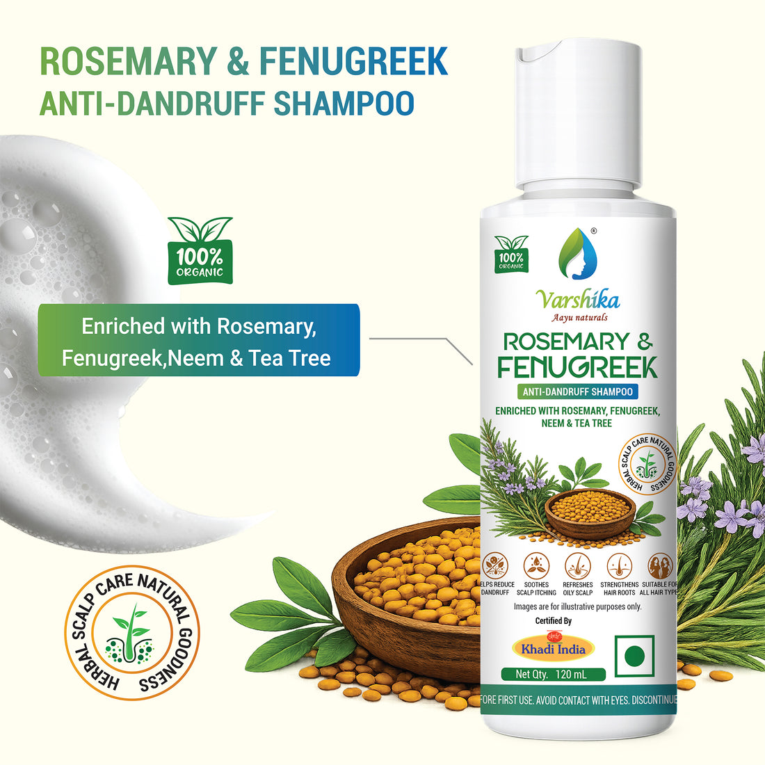 Premium Rosemary and Fenugreek Herbal Shampoo for Hair Strength
